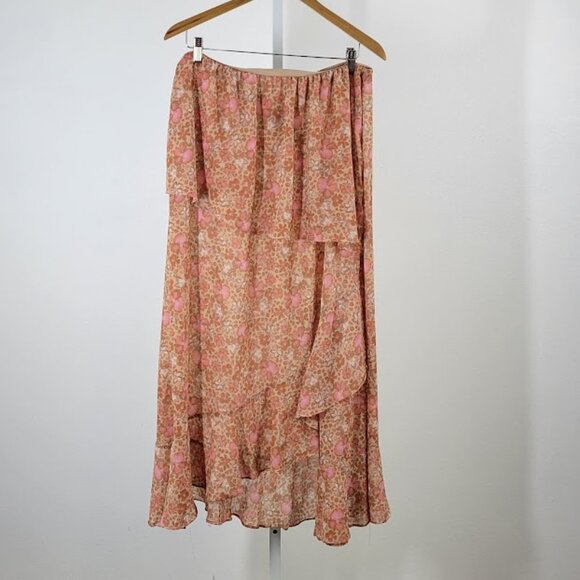 Free People Asymmetrical Skirt in Pink Floral - Picture 4 of 9